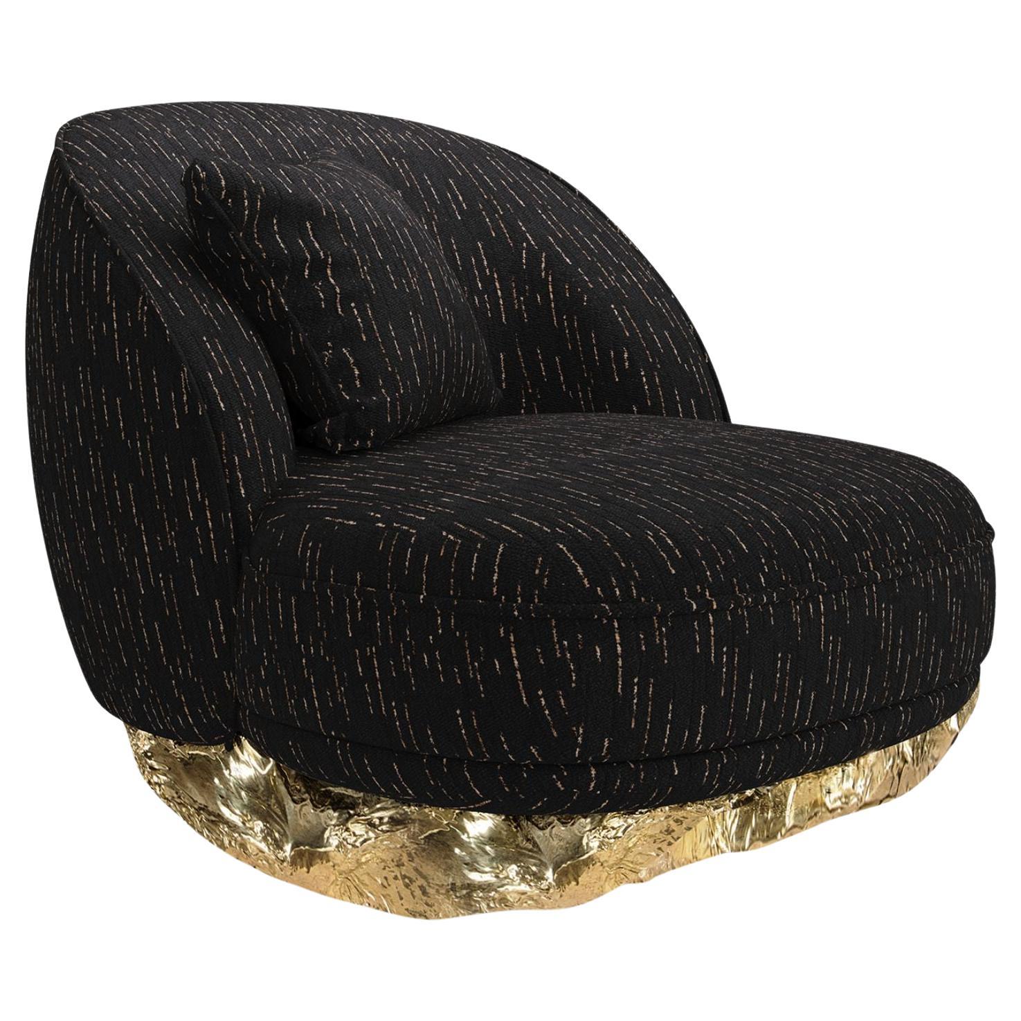 Angra II Armchair - Hand-Polished Hammered Brass & Upholstery - Boca do Lobo