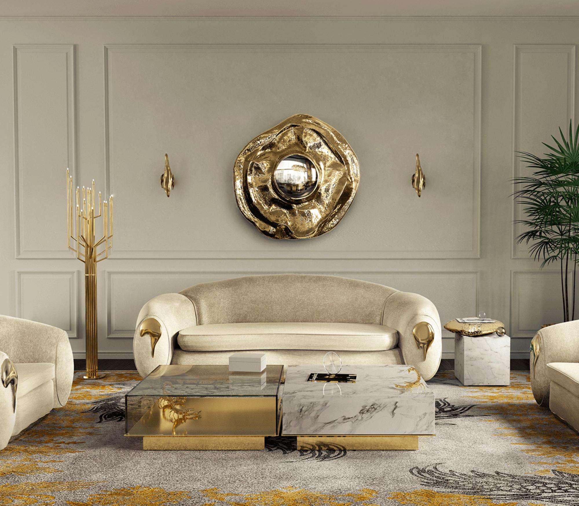 Métal Miroir Angra en laiton et nickel martelé à la main - Boca do Lobo en vente