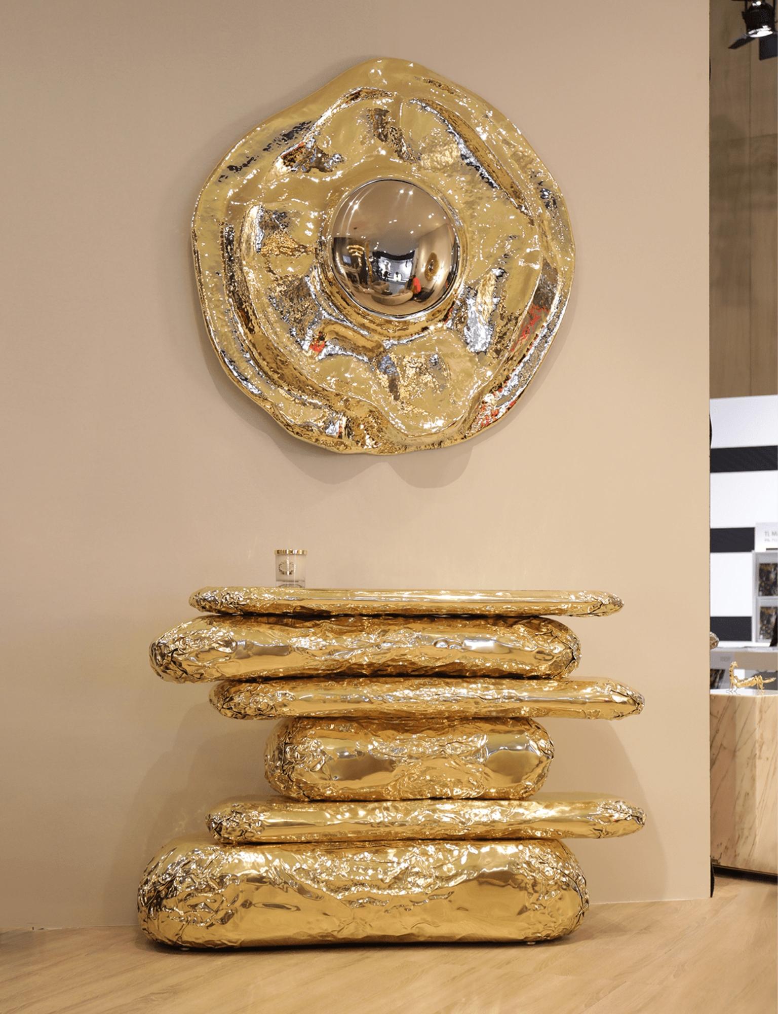 Miroir Angra en laiton et nickel martelé à la main - Boca do Lobo en vente 1