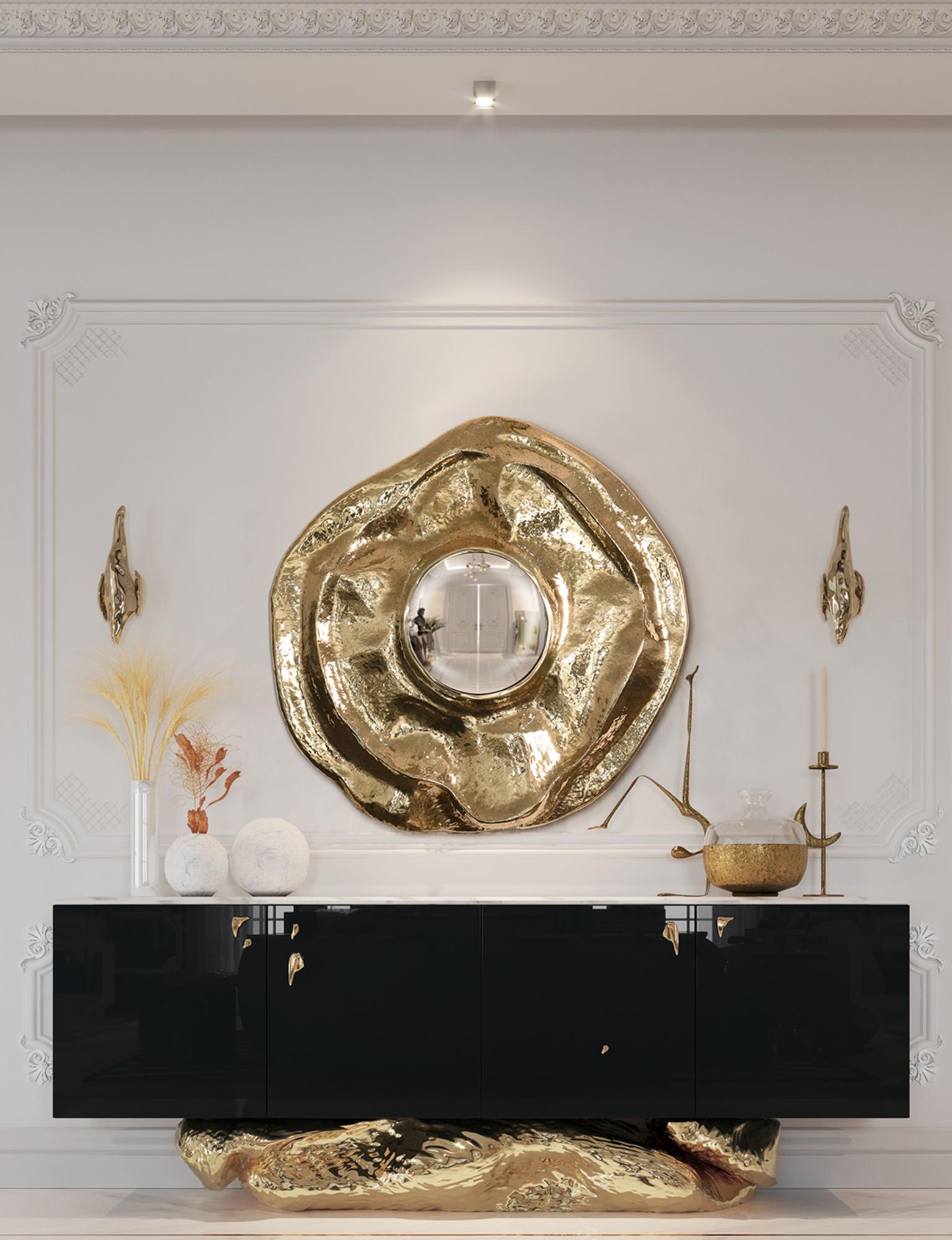 Miroir Angra en laiton et nickel martelé à la main - Boca do Lobo en vente 2