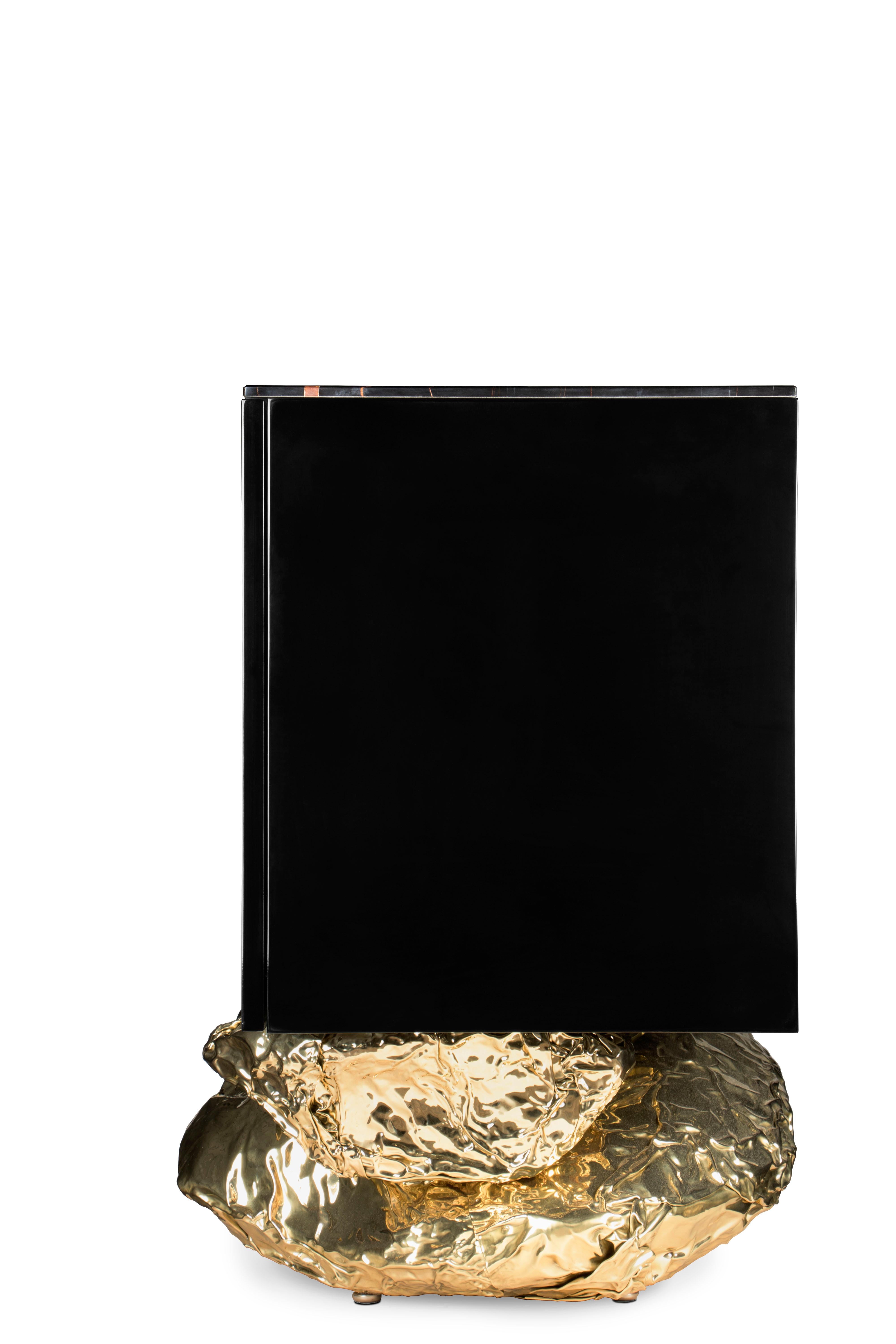Modern Contemporary Angra Black with Brass Base Sideboard by Boca do Lobo For Sale 2