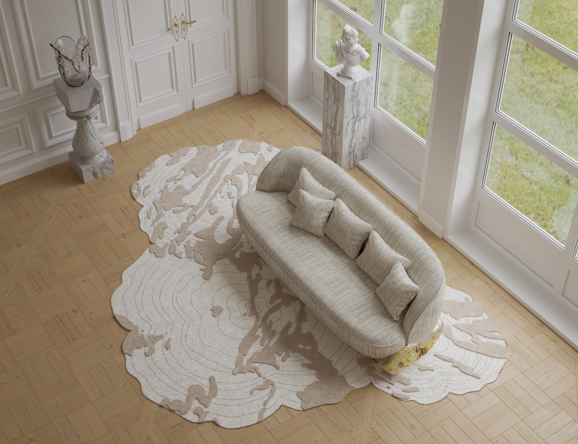 Angra Weißes Sofa – hand Poliertes, gehämmertes, gehämmertes Messing und Polsterung – Boca do Lobo im Angebot 6