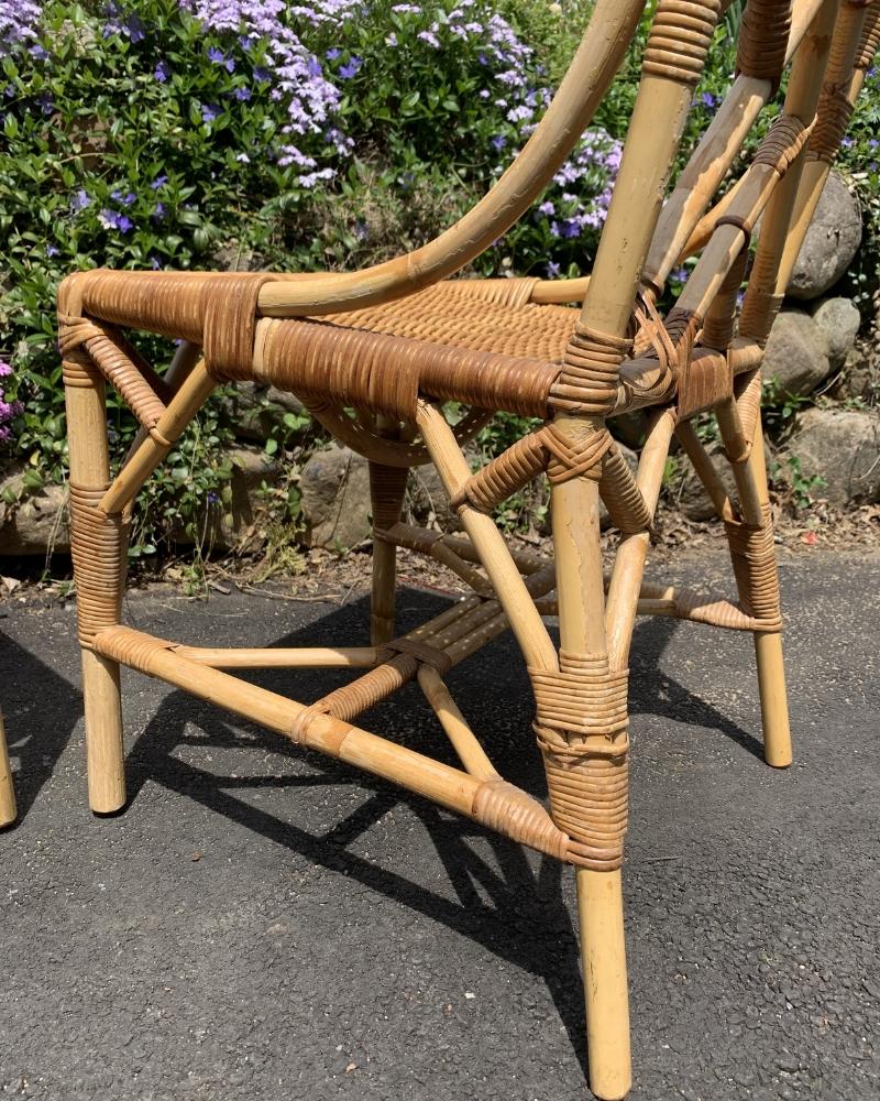Paire de chaises d'appoint Angraves de style chinoiserie Chippendale en bambou, osier et rotin en vente 4