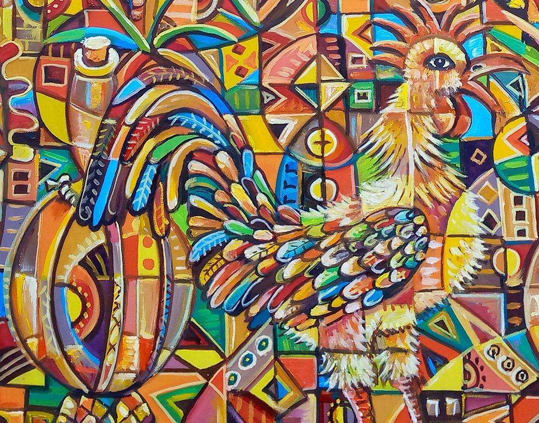 African Juju Society II, Painting, Oil on Canvas For Sale 1