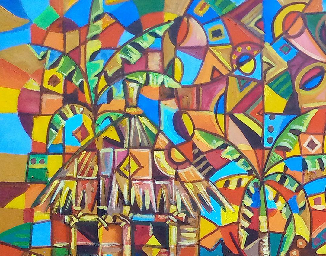 African Juju Society II, Painting, Oil on Canvas For Sale 2