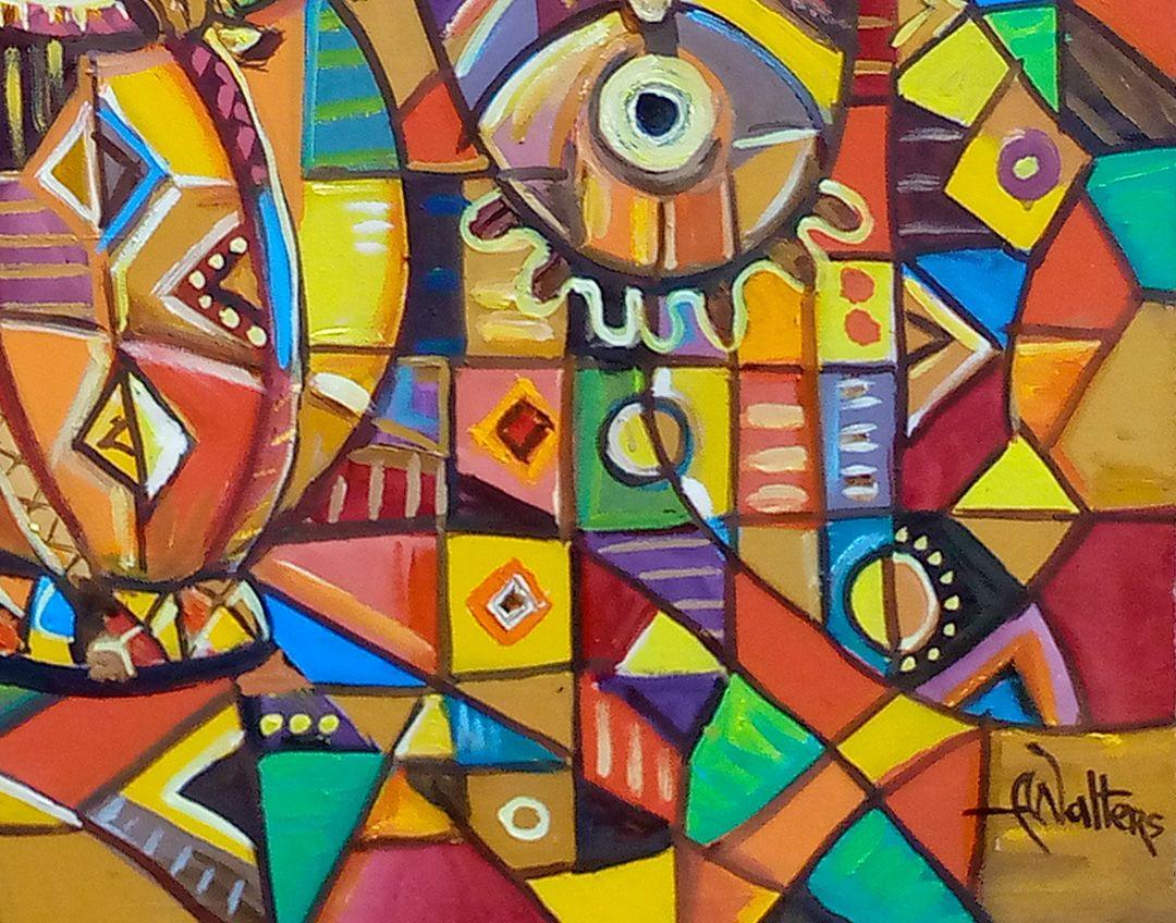 African Juju Society II, Painting, Oil on Canvas For Sale 3