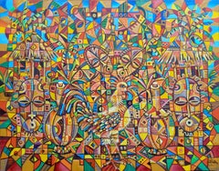 African Juju Society II, peinture, huile sur toile