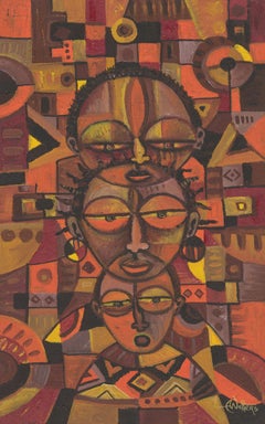 Family II portrait from Africa, Painting, Oil on Canvas