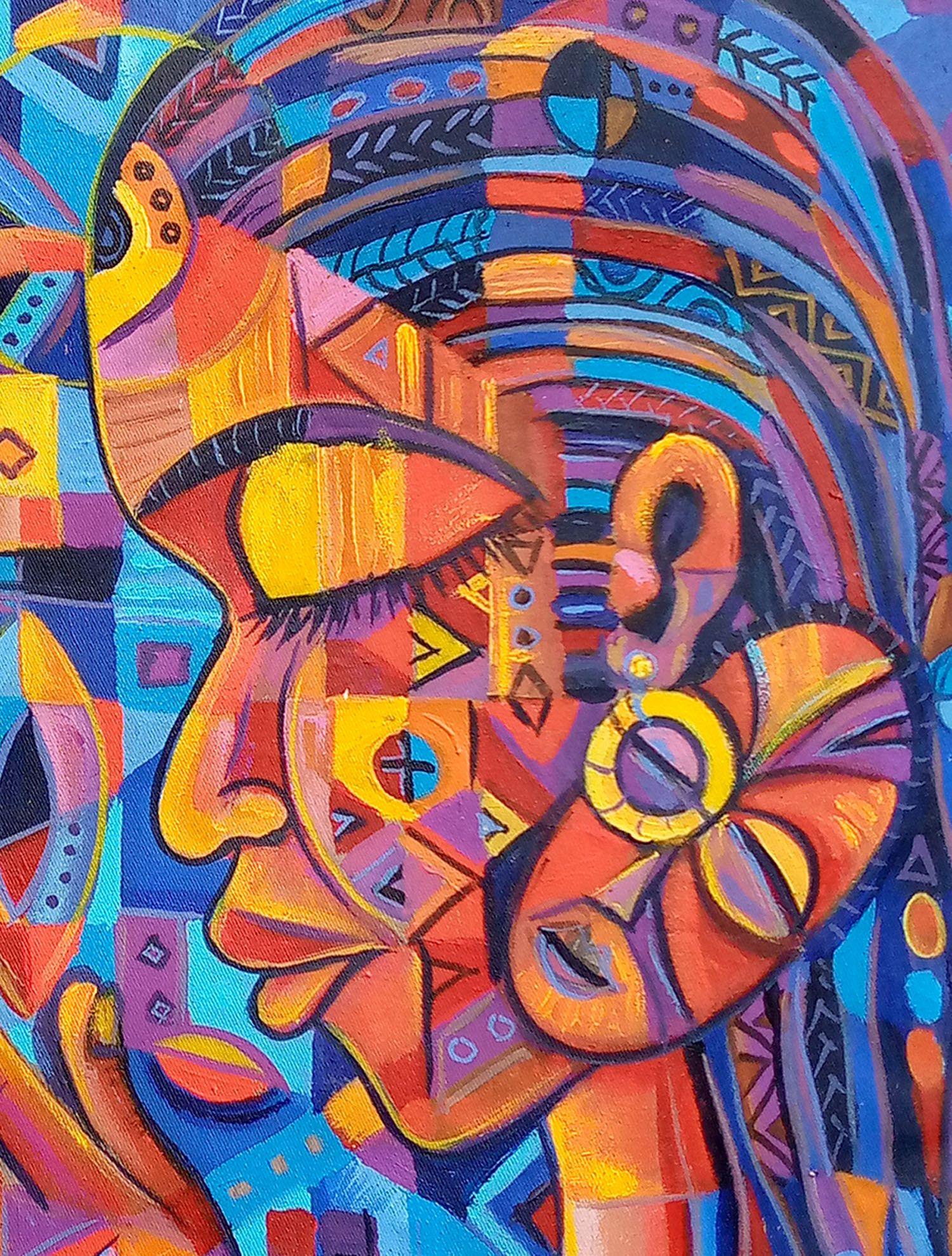 Prière VII peinture de chrétiens africains, Peinture, Acrylique sur toile - Surréalisme Painting par Angu Walters