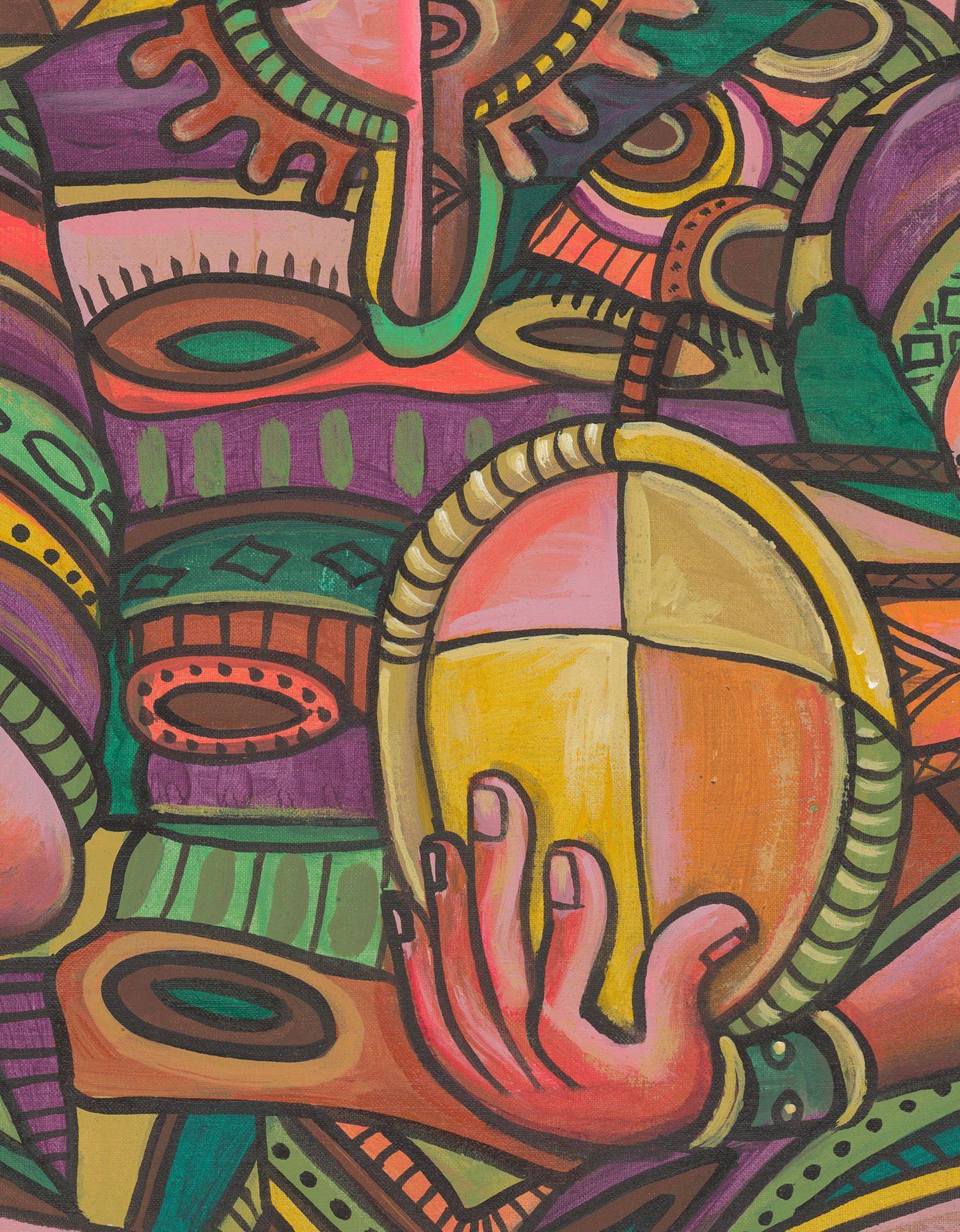 The Drummer 4, Afrika, Gemälde, Acryl auf Leinwand im Angebot 1