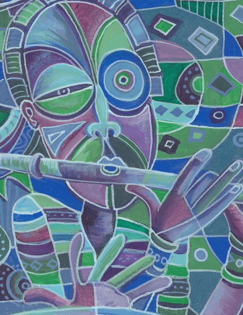 The Drummer and the Flutist V, Painting, Acrylic on Canvas For Sale 1