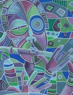 The Drummer and the Flutist V, Painting, Acrylic on Canvas