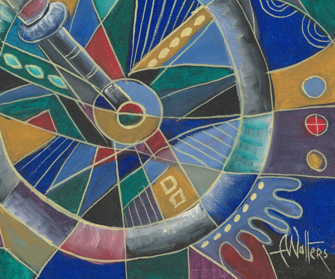 The Last Cyclist, Painting, Oil on Canvas For Sale 3