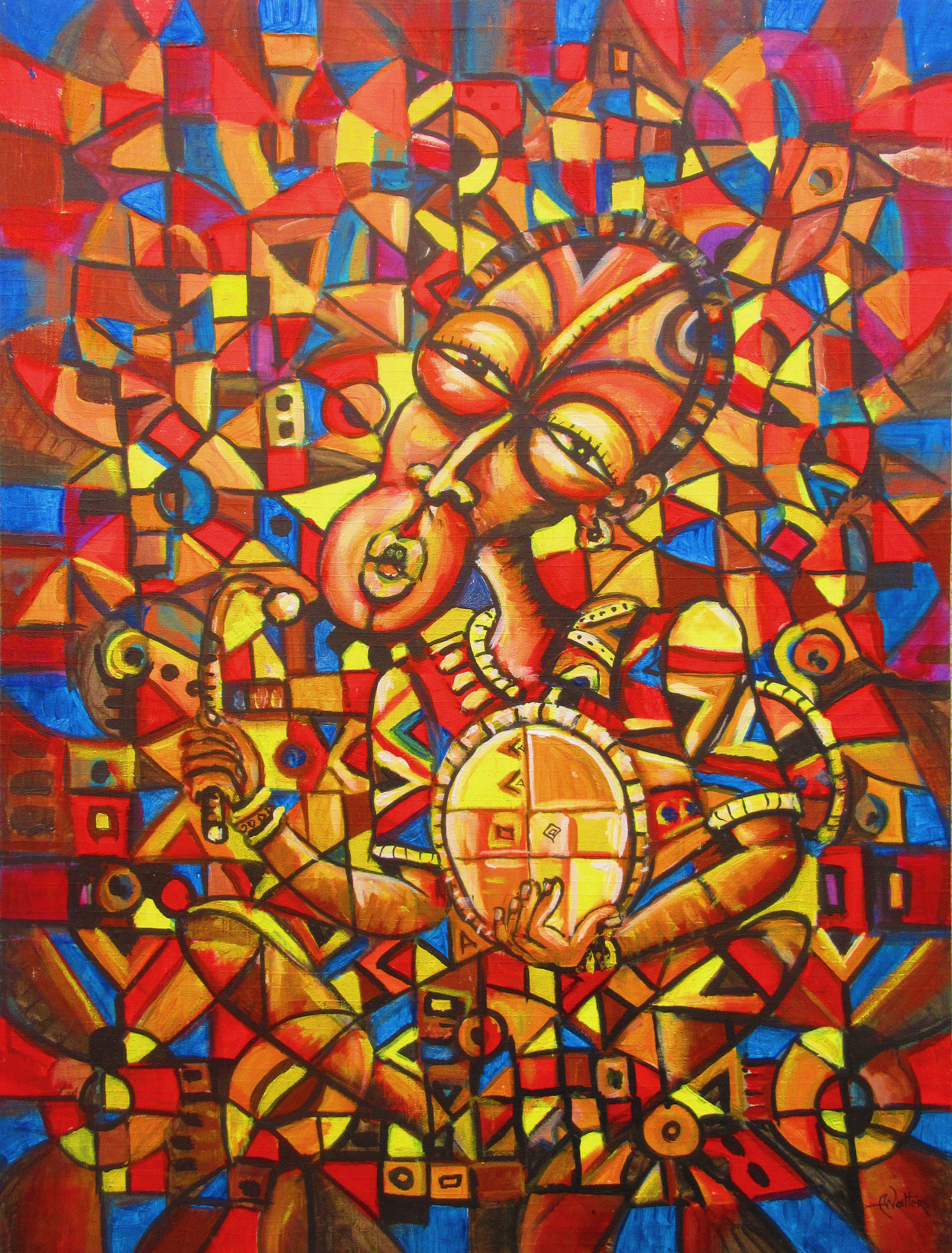 Here is a vibrant and colorful acrylic painting that celebrates the beauty and power of African culture.    This painting is sure to add a touch of elegance and sophistication to your home, and it will be a cherished reminder of the beauty and power