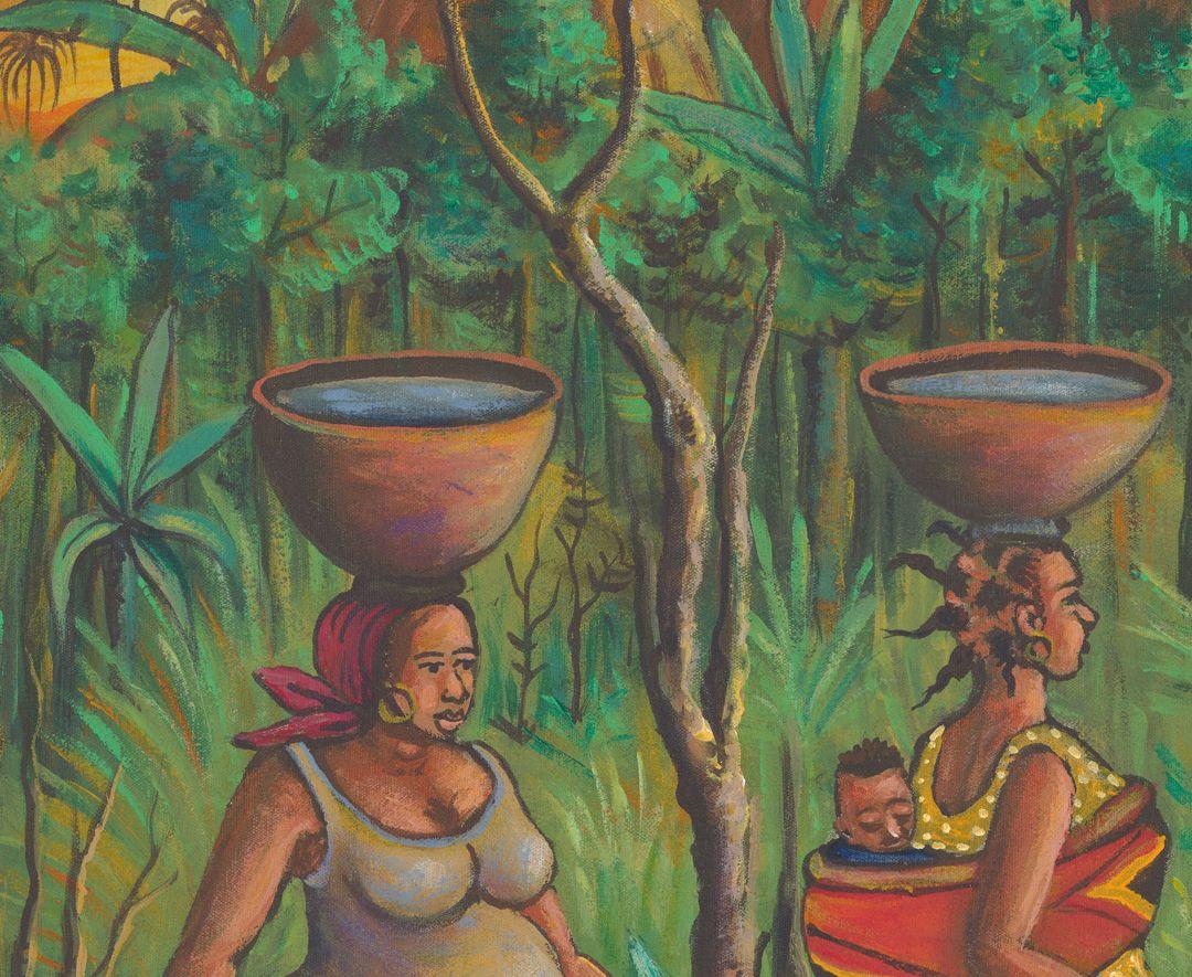 Pueblo, Pintura, Acrílico sobre lienzo - Painting de Angu Walters