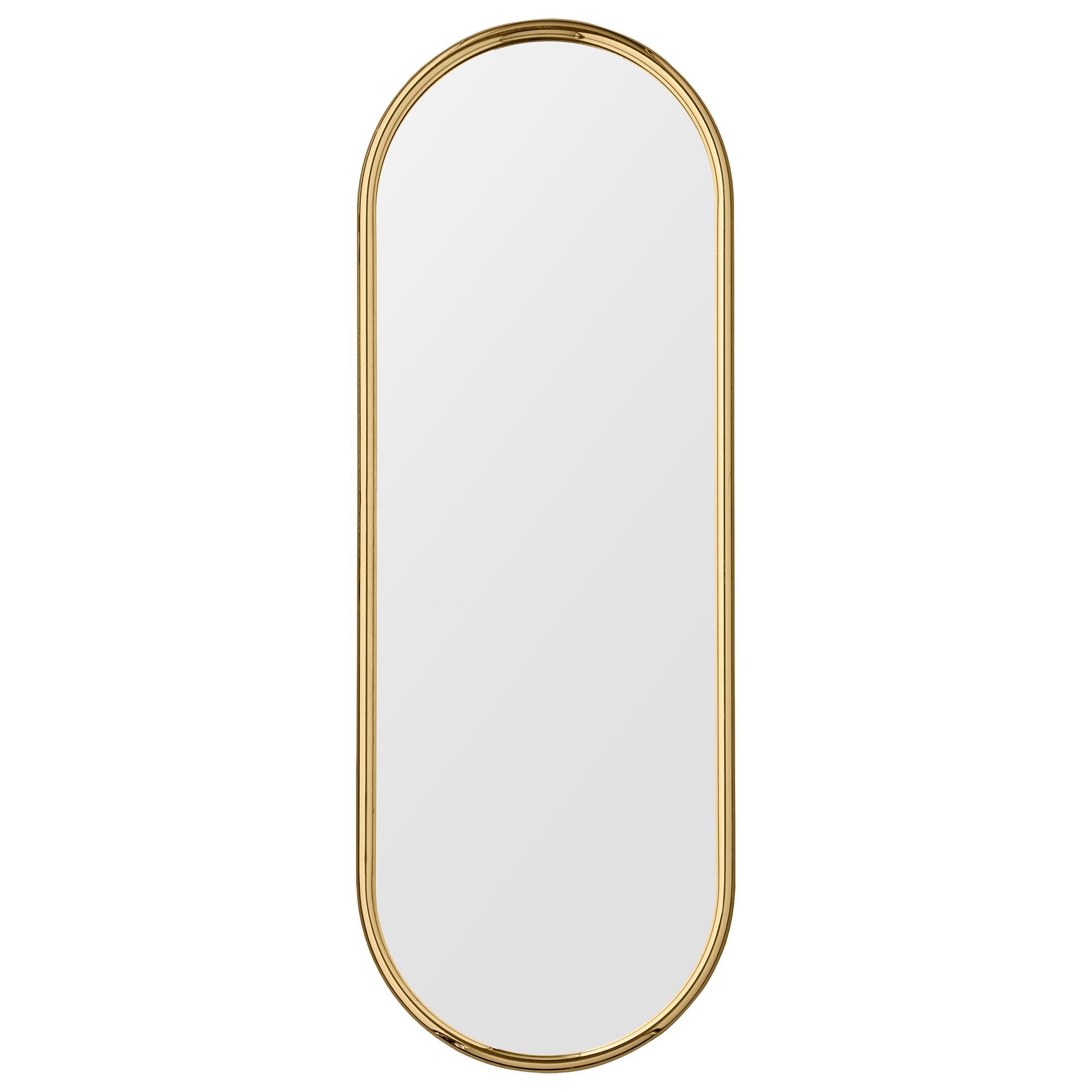 Angui golden oval large mirror by AYTM
Dimensions: 39 x 2 x 108 cm
Materials: Glass, copper, MDF

The Angui mirror with its simple pipe-styled frame is a beauty for any bathroom, hallway, or maybe bedroom. Use a single one or add several