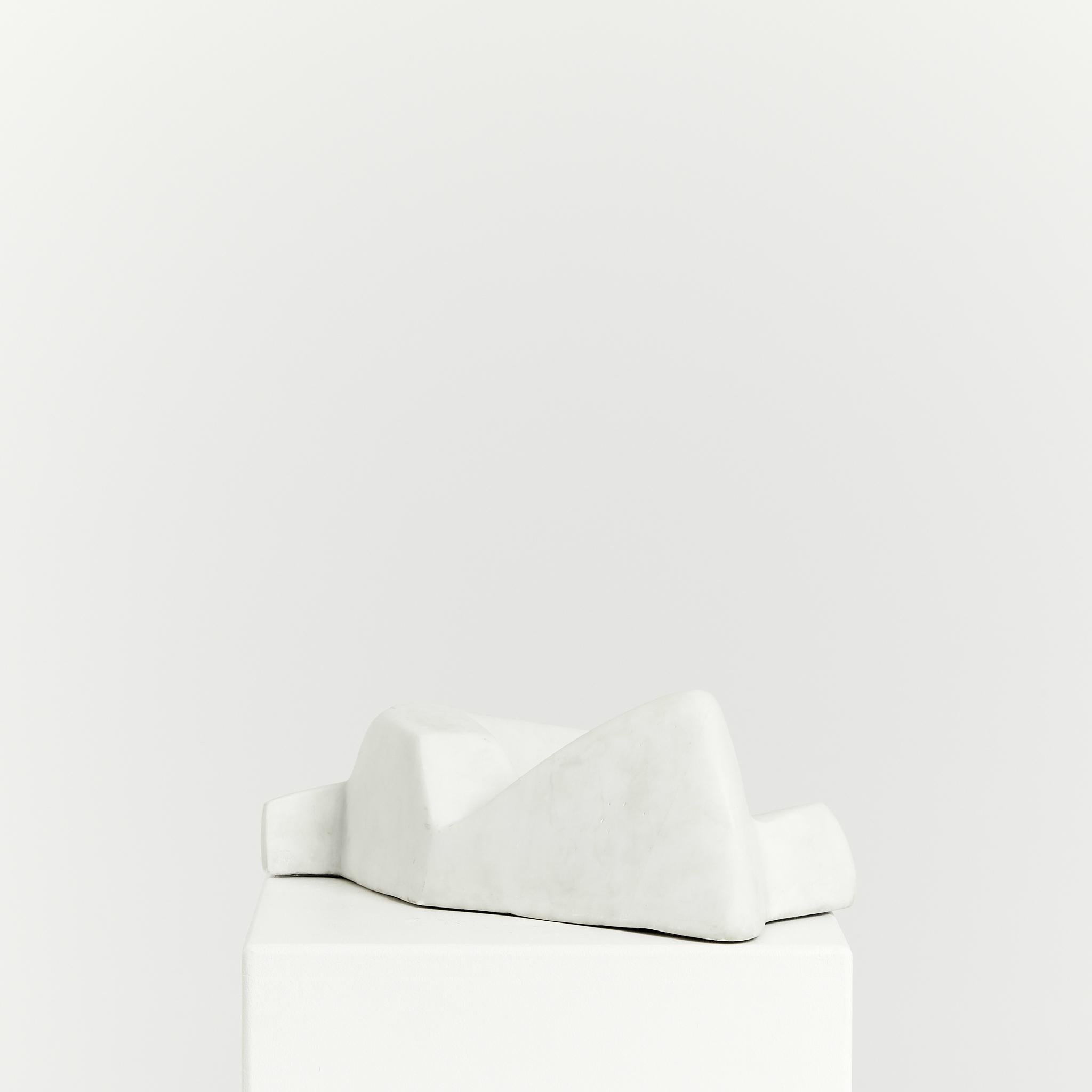 Hand-Carved Angular Abstract Sculpture in Carrara Marble