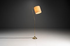 Angular Brass Floor Lamp with Spiral Decoration, Finland 1950s