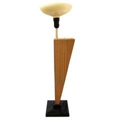 Angular Combed Wood Floor Lamp in the Style of Paul Frankl