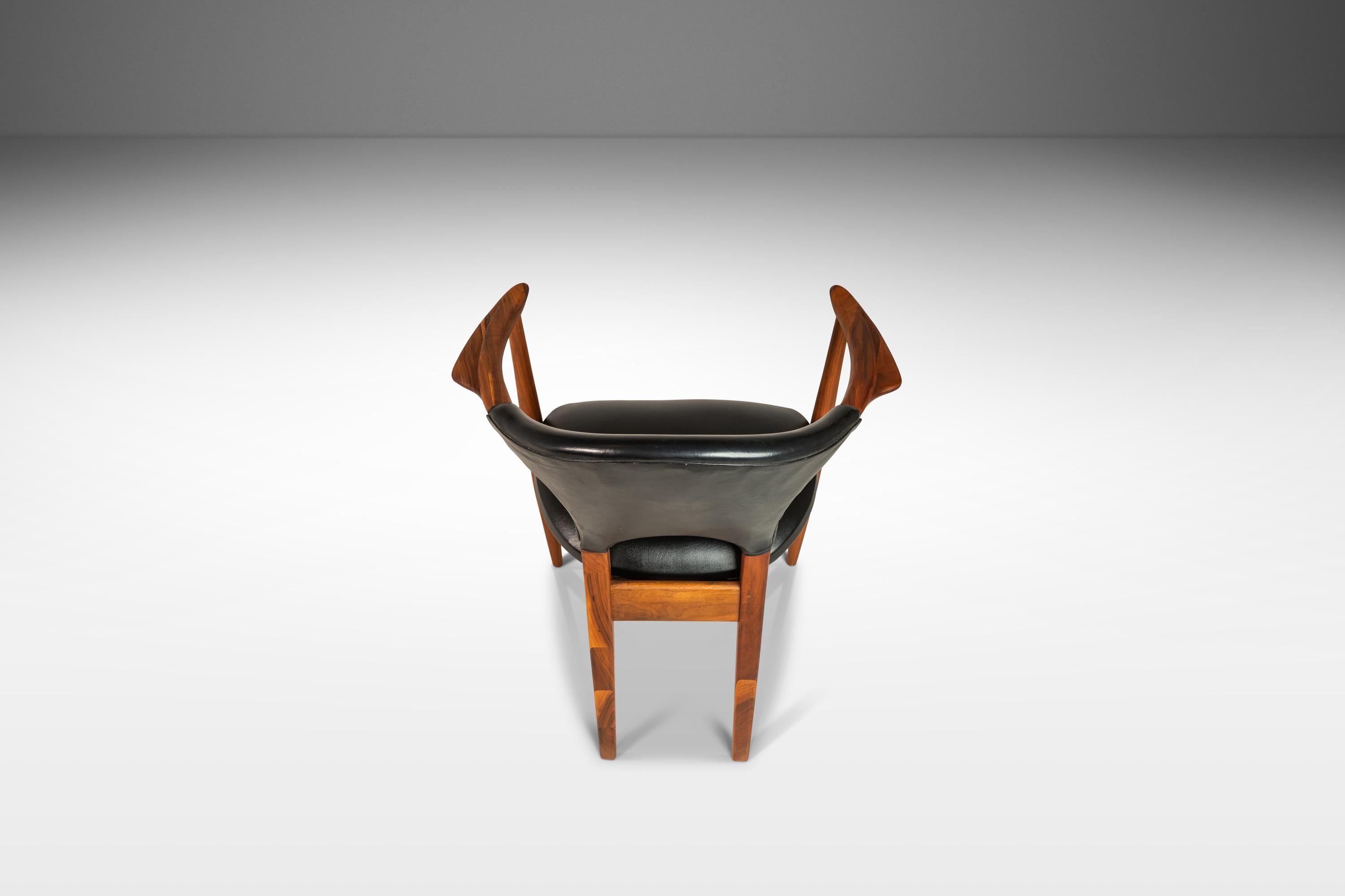 Angular Danish Mid Century Modern Armchair in Solid Walnut, Denmark, c. 1960's For Sale 7