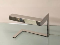 Angular Geometric Desk Table Chrome Mid Century Lamp, 1970s