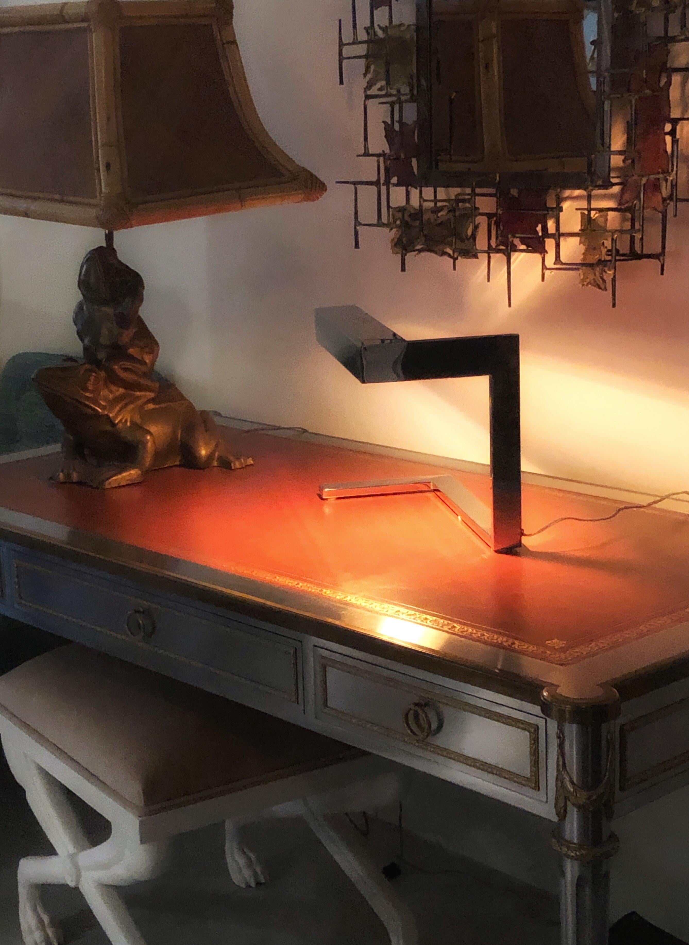 Angular Geometric Desk Table Chrome Mid Century Lamp, 1970s 3
