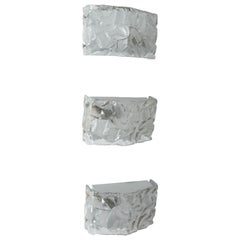Angular "Ice" Glass Shade Sconces with Chrome Detail, by Kalmar
