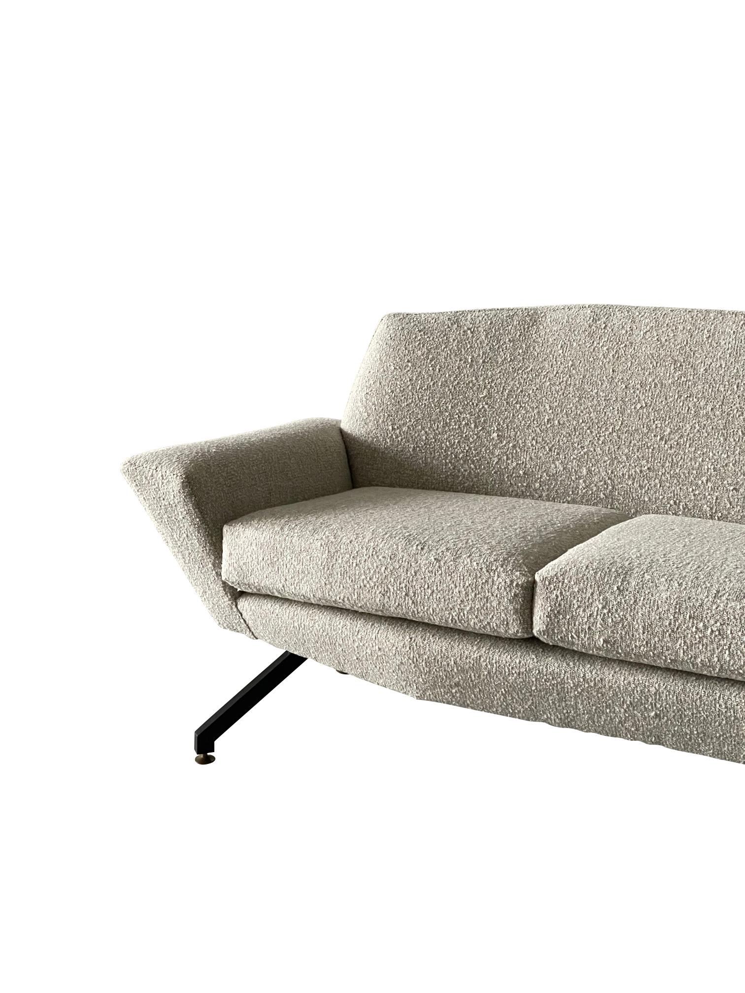 Italian Angular Upholstered Lenzi Sofa, Italy, 1950s