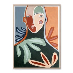 Clarity - A human face is represented through lines, colors and flowers,