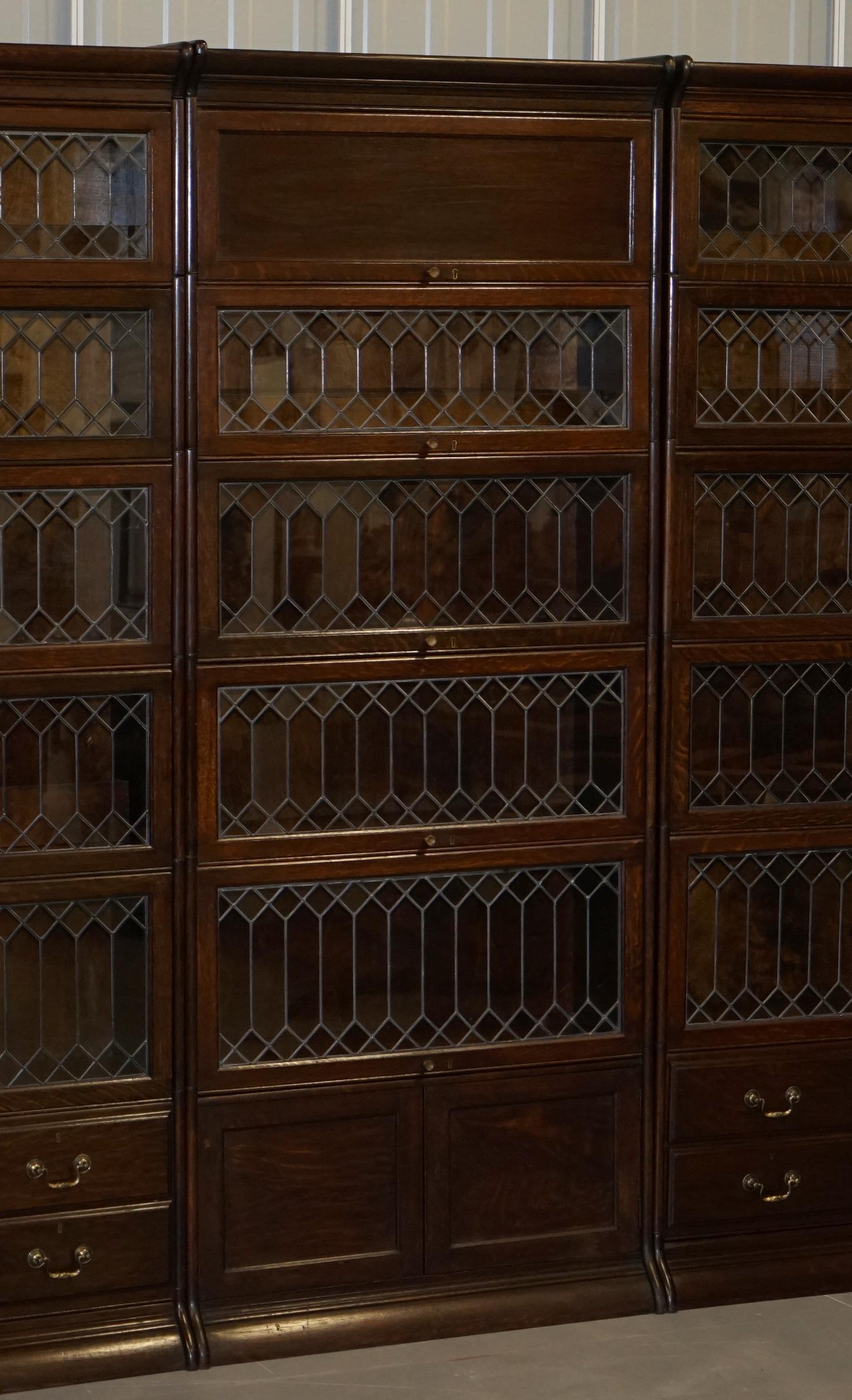 Early 20th Century Angus Scotland & England Suite of 3 Large Gunn Library Legal Stacking Bookcases