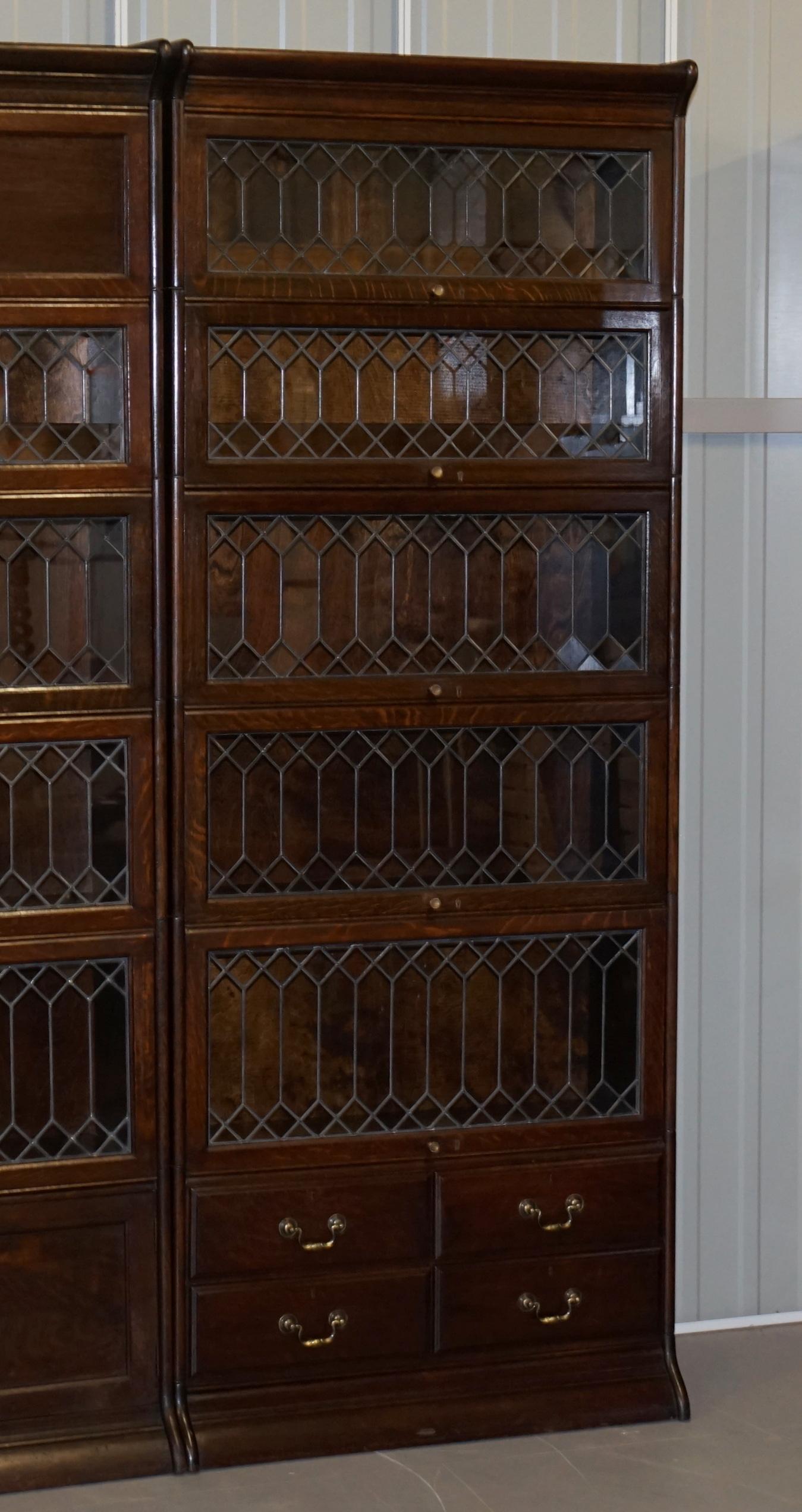 Glass Angus Scotland & England Suite of 3 Large Gunn Library Legal Stacking Bookcases