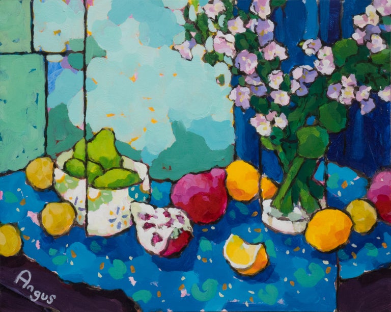 Angus Wilson Various Fruits On Blue Cloth Still Life Fruit
