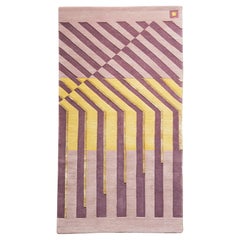 Anhelo Area Rug, Hand Knotted Wool & Silk Purple Lavender Yellow