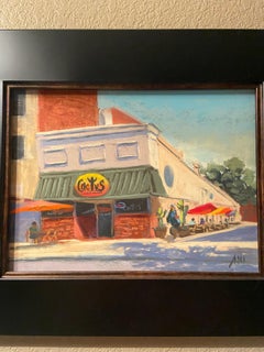 Umbrellas at the Cactus, 8x10" pastel, framed