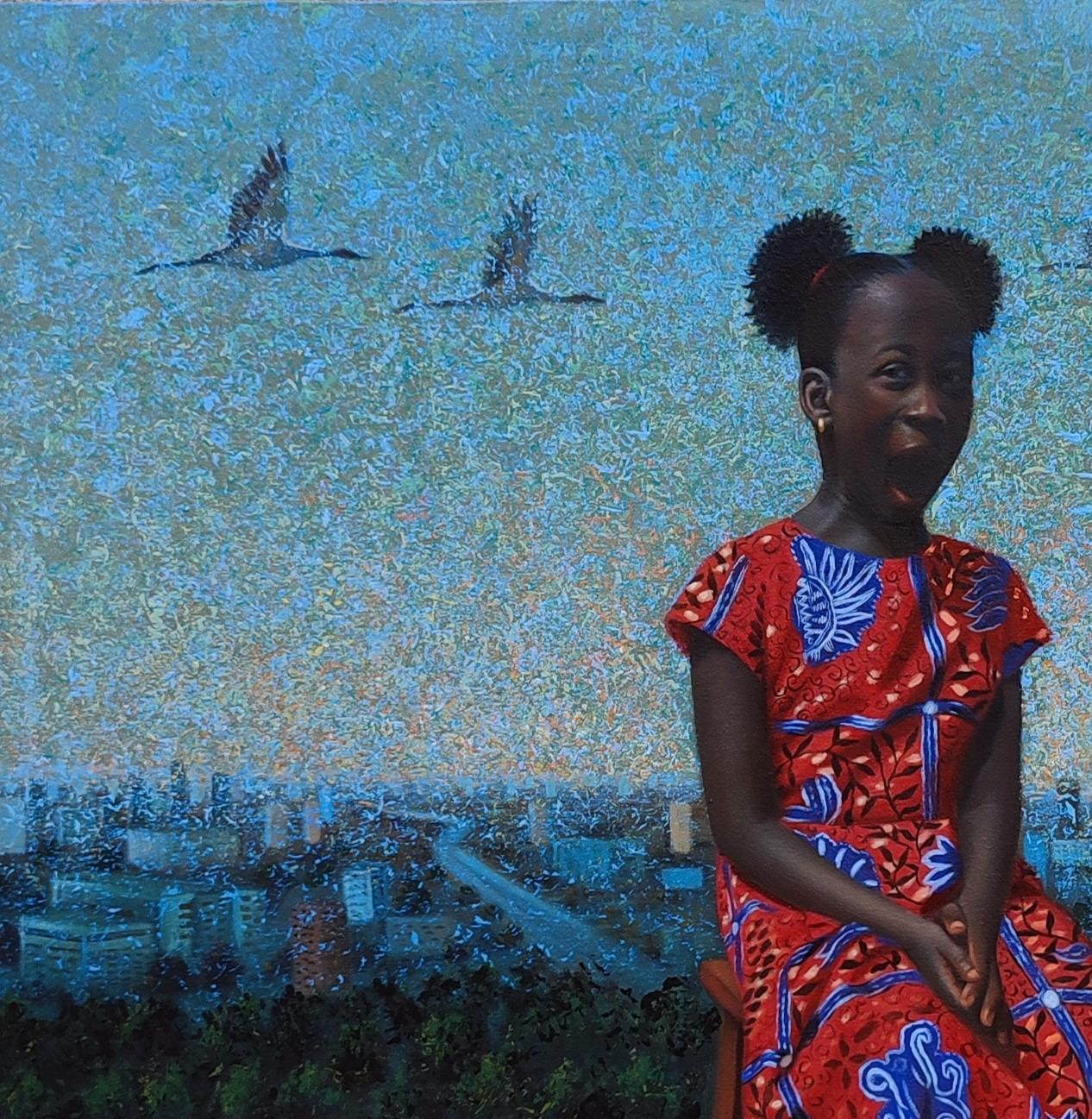 Daddy's Girl -21. Jahrhundert, Zeitgenössisch, Figuratives Porträt, Expressionismus – Painting von Ani Izuchukwu Valentine