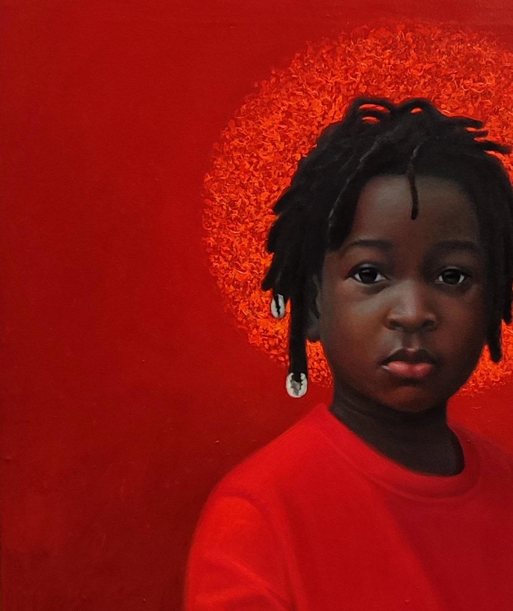 Rising Son -21° secolo, Contemporaneo, Ritratto figurativo, Espressionismo, Ragazzo - Painting di Ani Izuchukwu Valentine