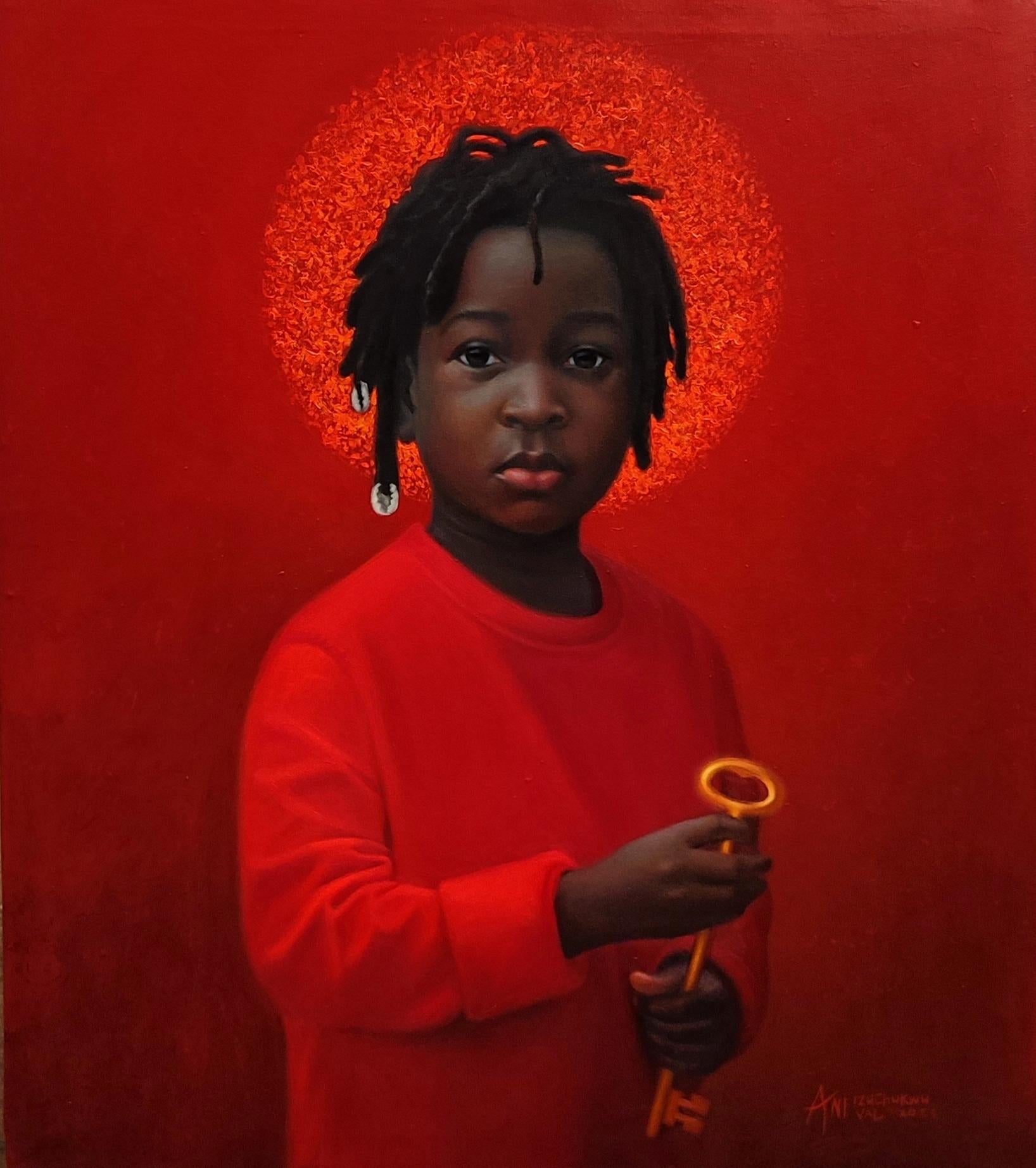 Portrait Painting di Ani Izuchukwu Valentine - Rising Son -21° secolo, Contemporaneo, Ritratto figurativo, Espressionismo, Ragazzo