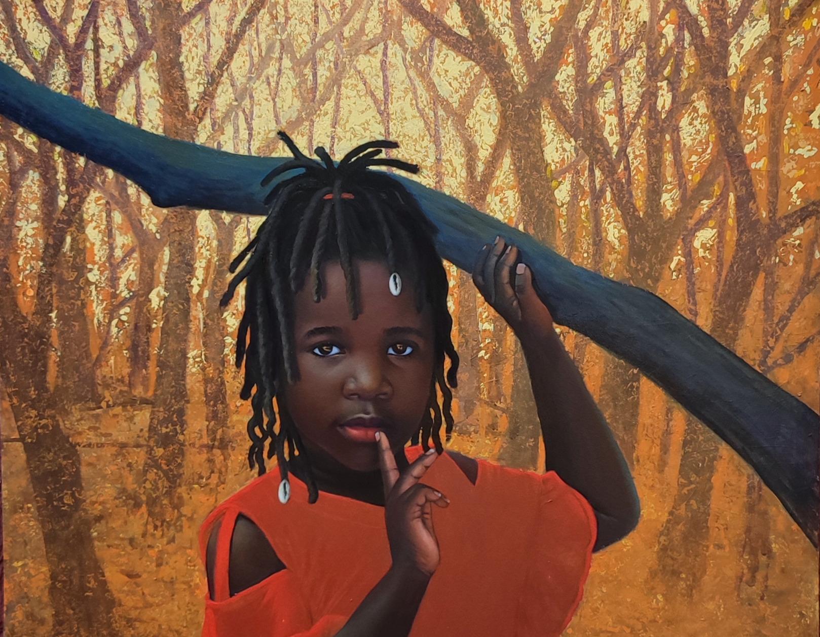 Ruta escénica -Siglo XXI, Contemporáneo, Retrato figurativo, Niña Naturaleza - Painting de Ani Izuchukwu Valentine