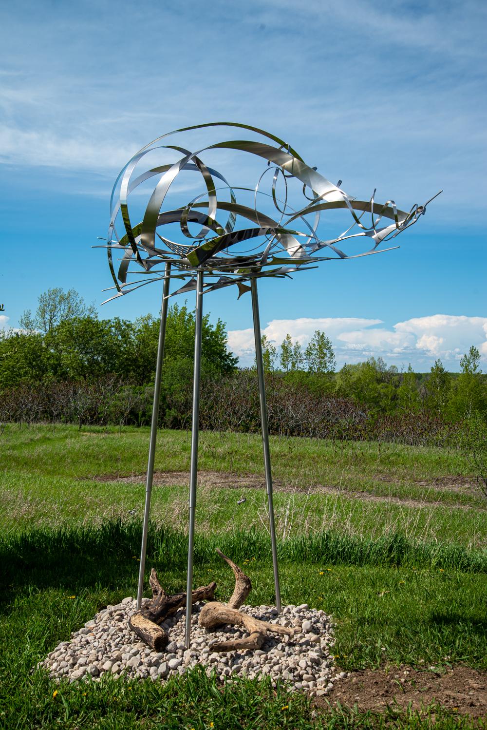 Cumulus VI Revisited - large, tall, cloud, outdoor stainless steel sculpture - Sculpture by Ania Biczysko