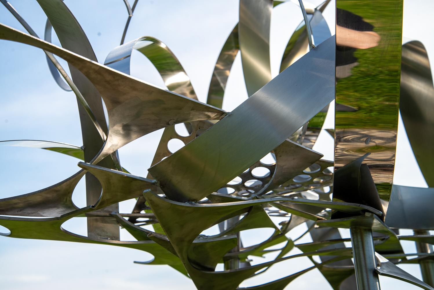 Cumulus VI Revisited - large, tall, cloud, outdoor stainless steel sculpture - Abstract Sculpture by Ania Biczysko