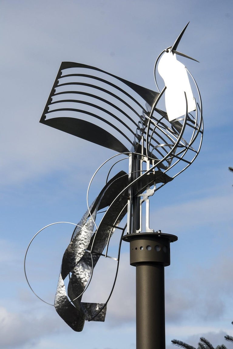Territorial Bird - Outdoor sculpture - Mixed Media Art by Ania Biczysko