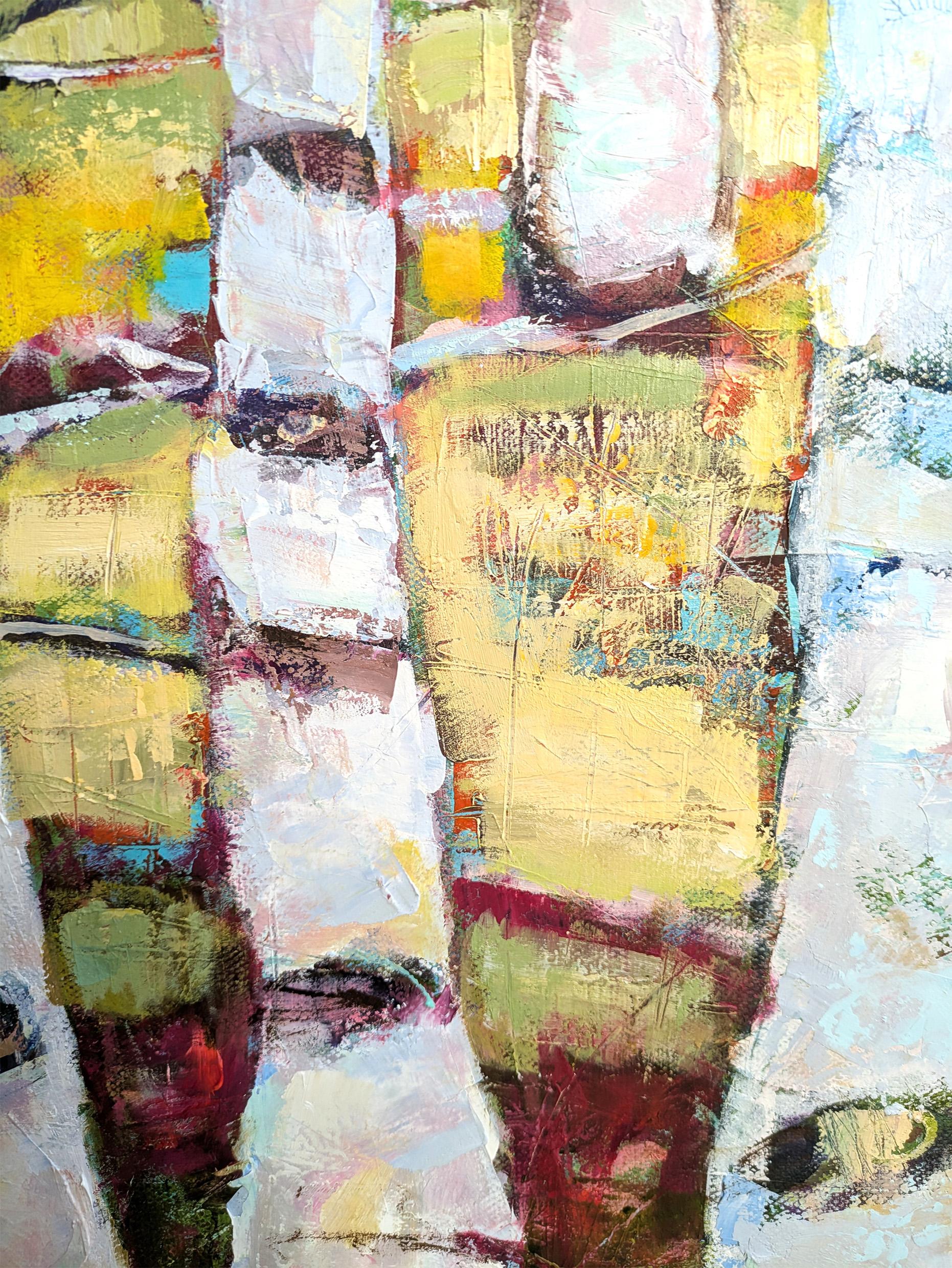 Herbst-Birken (Grau), Landscape Painting, von Ania Pieniazek