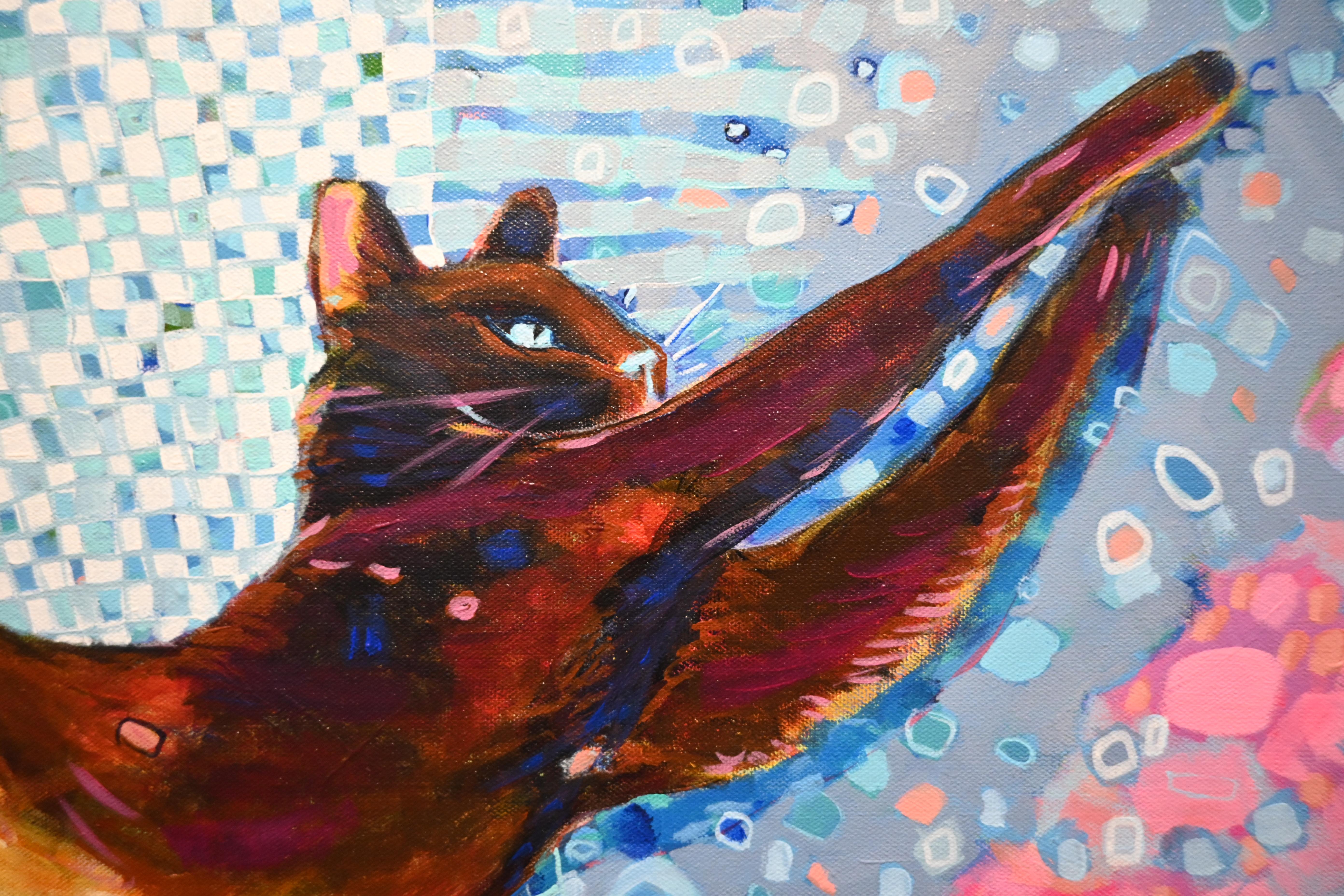Cat's Dream - Bright & Playful Contemporary Art / Acrylic Paint on Canvas 5