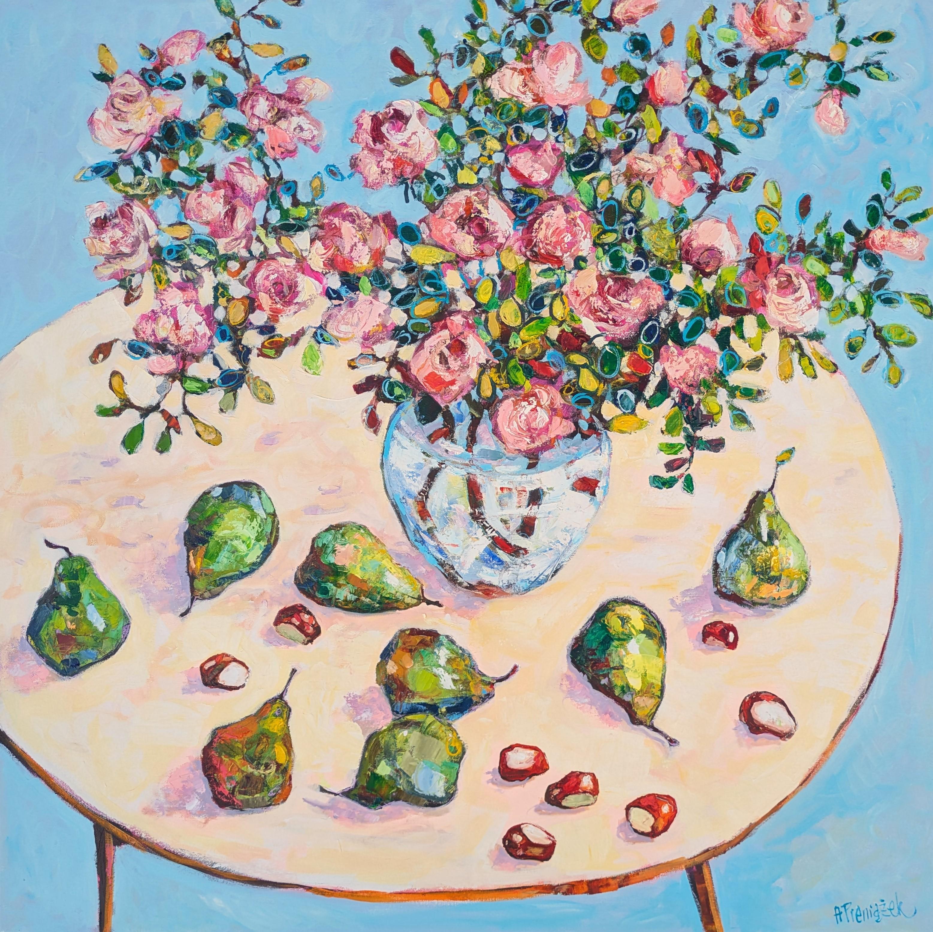 Ania Pieniazek Landscape Painting - Conkers, Pears and Roses