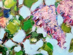 Lilac Bouquet -contemporary still-life colourful table oil painting