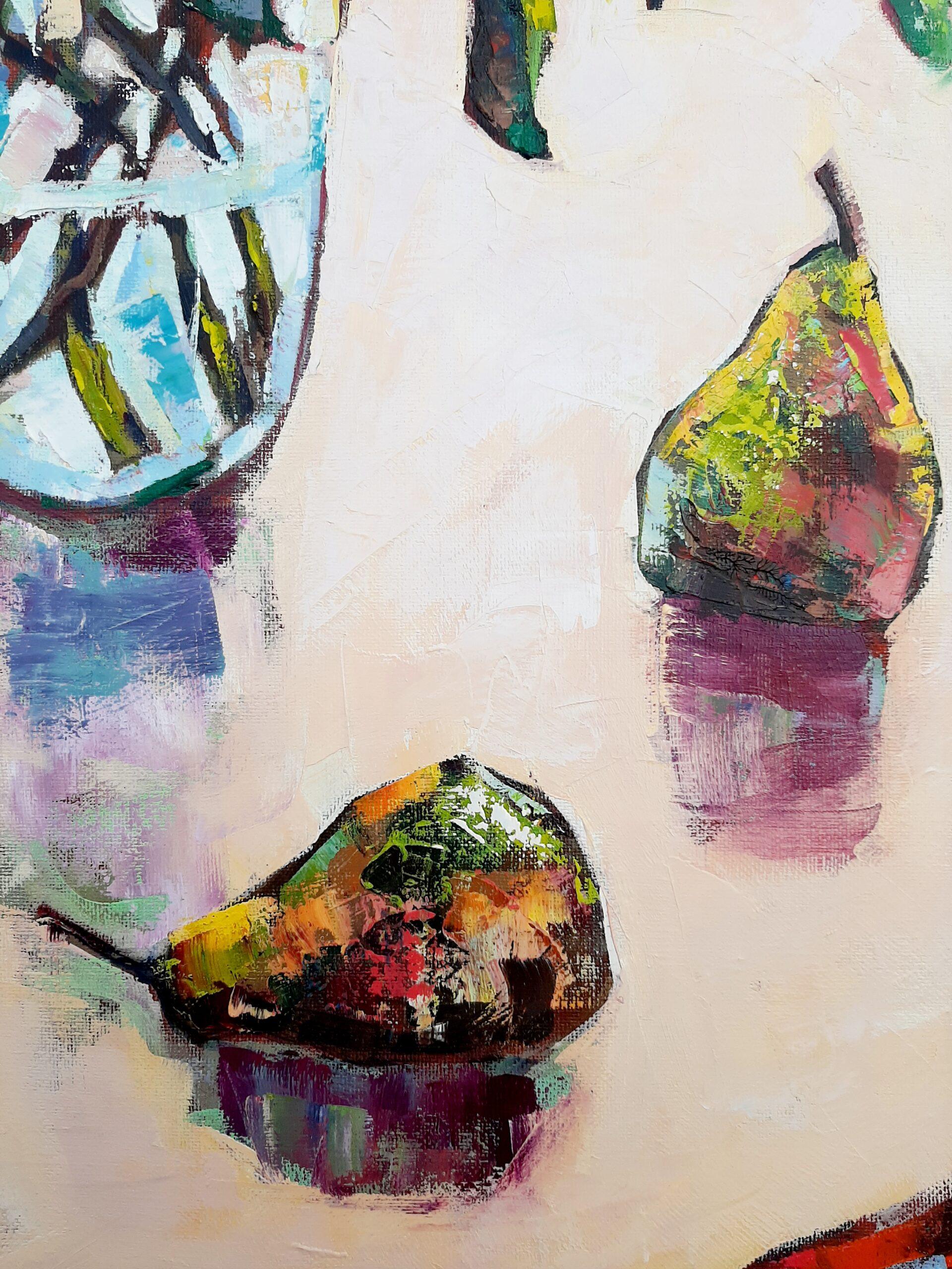 Of Polish descent and now living in London, Ania Pieniazek creates bold, bright art full of everyday joy and pleasure.  Influenced by Gustav Klimt, Paul Gauguin and Zbyslaw Marek Maciejewski amongst others, her work observes simple scenes of fruit,