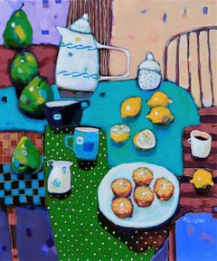 Mince Pie - Colourful, Patterned Still Life: Acrylic Paint on Canvas