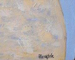 Peonías III - pintura al óleo contemporánea de bodegón de mesa de colores