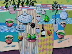 Soup Time - Brightly Patterned, Contemporary Still Life / Acrylic on Canvas