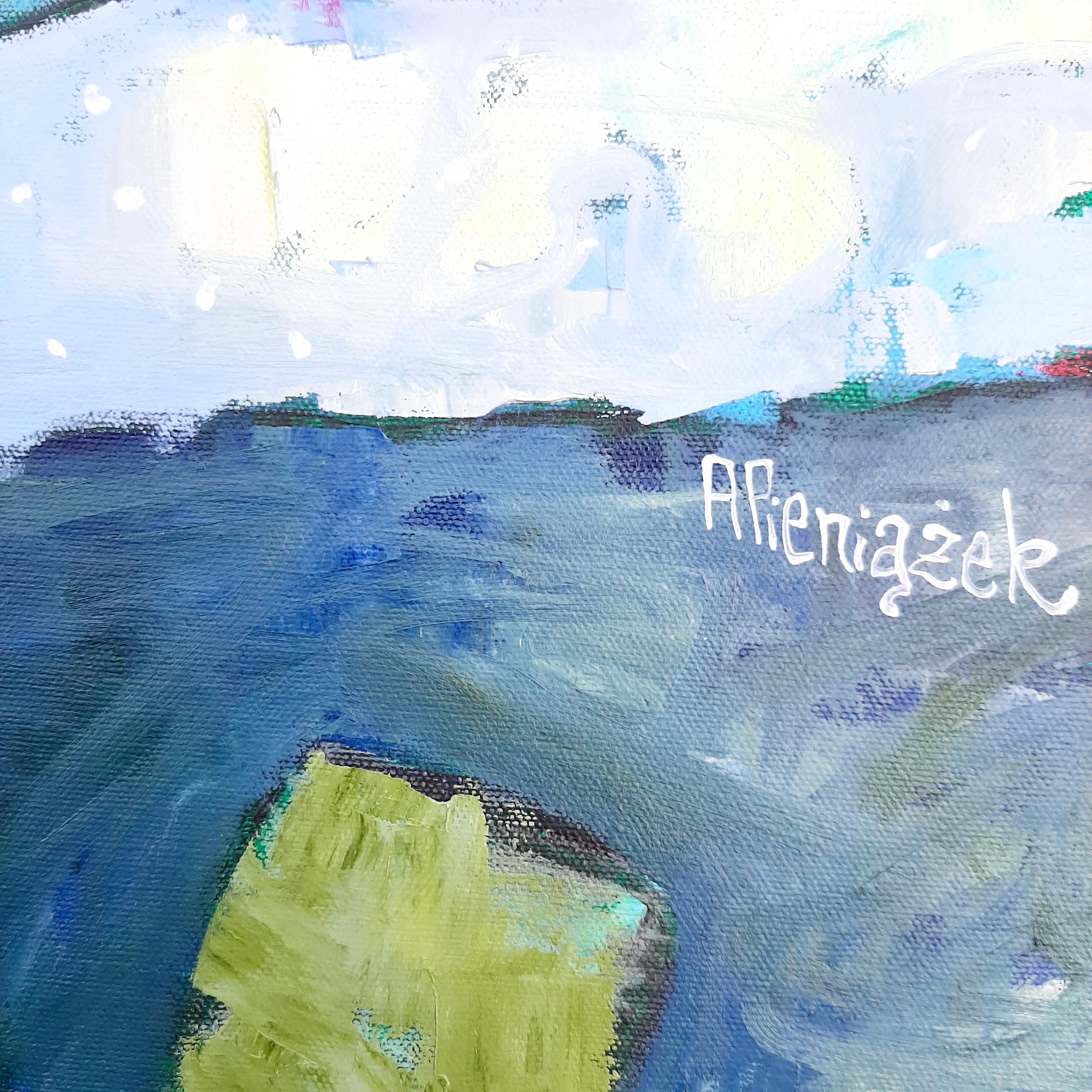 Summer Evening -contemporary still-life colourful table oil painting - Contemporary Painting by Ania Pieniazek
